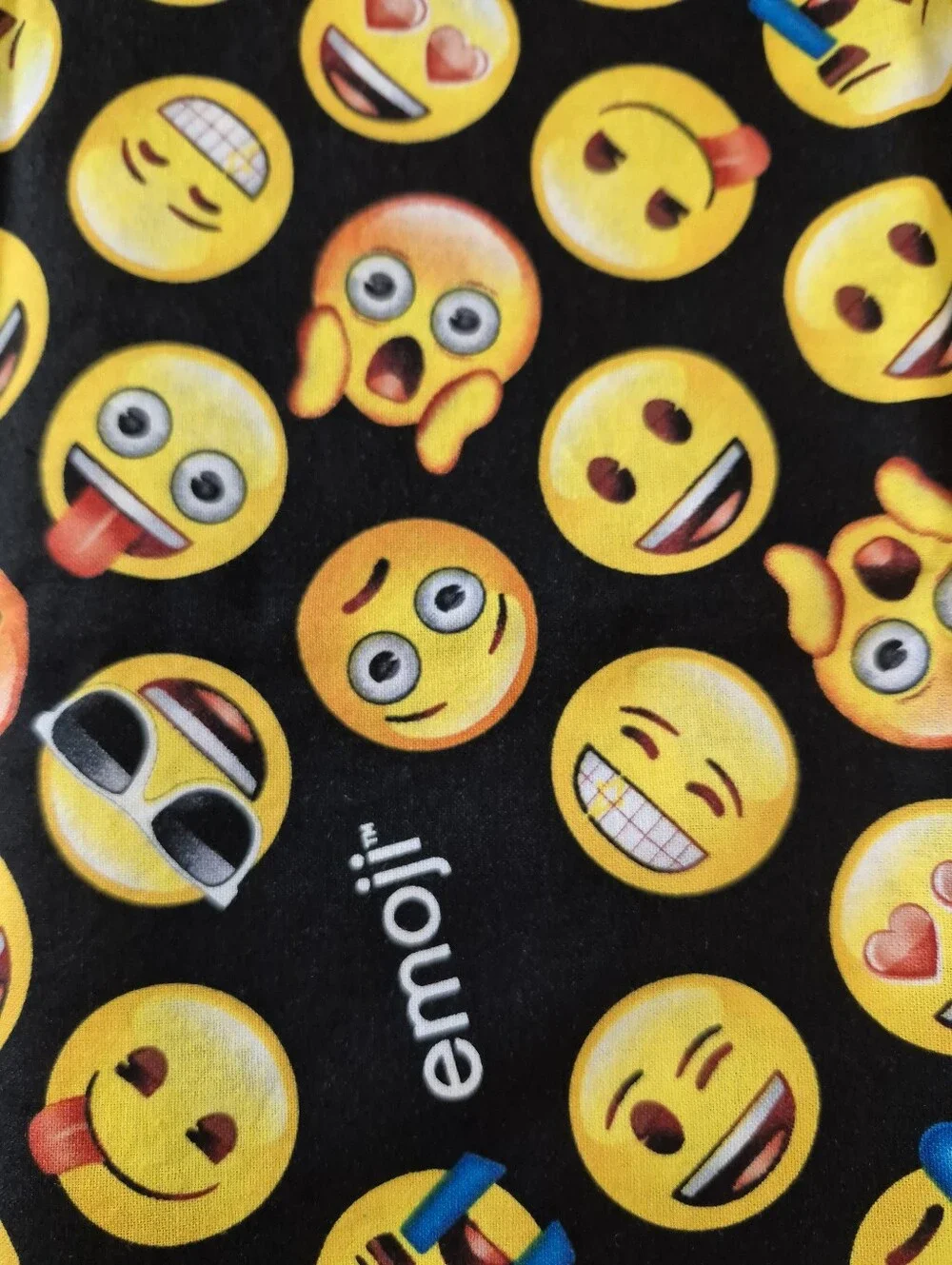 Emoji Faces Fabric by David Textiles Inc 19x42” Black